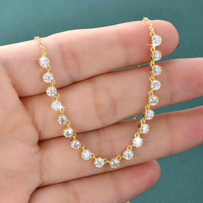 OXTAO Certified Moissanite Bubble-Style Necklace 3mm D VVS1 for Women Sweet U-Smile Pendant Necklace Jewelry 14K Gold Filled