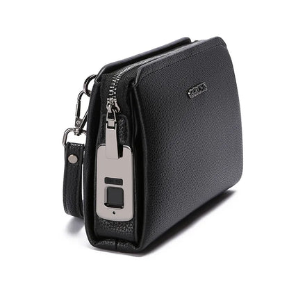 Leather Wallet FL-V1 Men Business Clutch Bag Smart Fingerprint Lock Security Anti Theft Handbag Black Safety Men Wallet сумка 가방