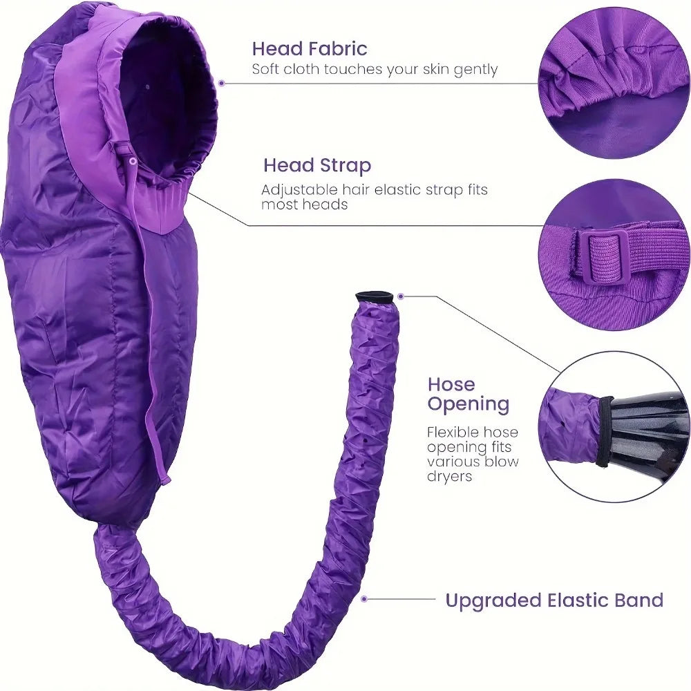 A multifunctional hot oil dry hair cap, compatible with hair dryers, provides constant temperature hair care and maintenance