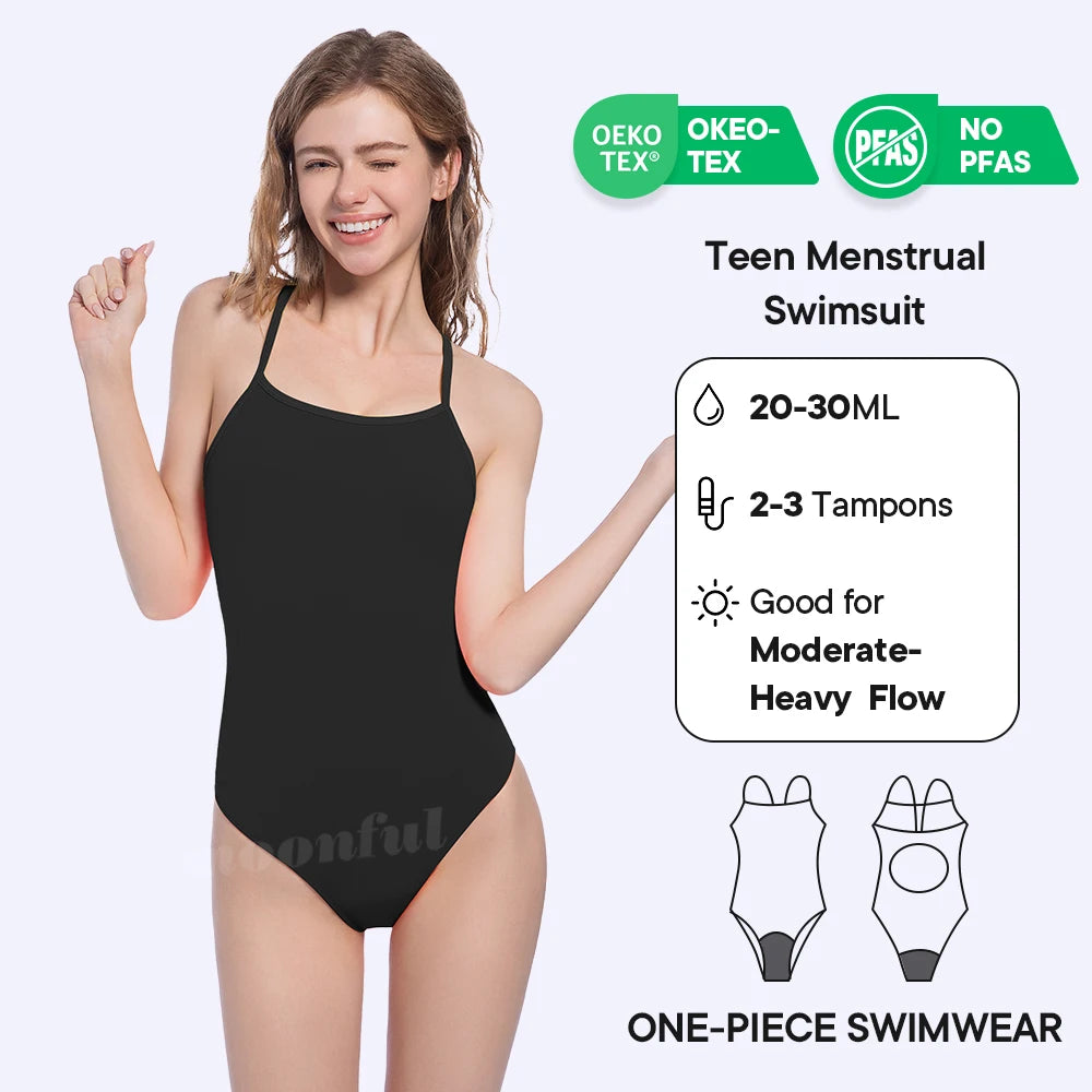 One Piece Period Swimwear Teenage Menstrual Swimsuits Menstruation Swimwear for Pool Girl Waterproof Women Period Bathing Suit