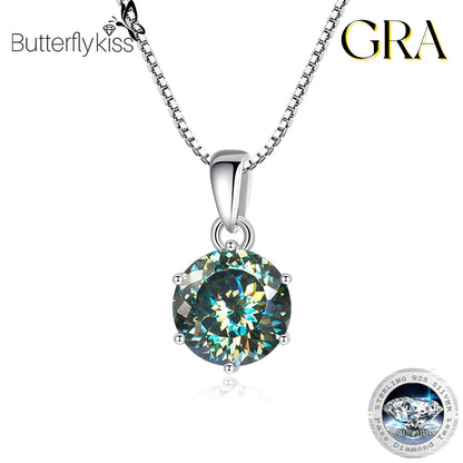 Butterflykiss 1CT 100 Faced Cut Moissanite Solitaire Drop Necklaces Gold Plated Pendant Real S925 Silver Chain Jewelry For Women