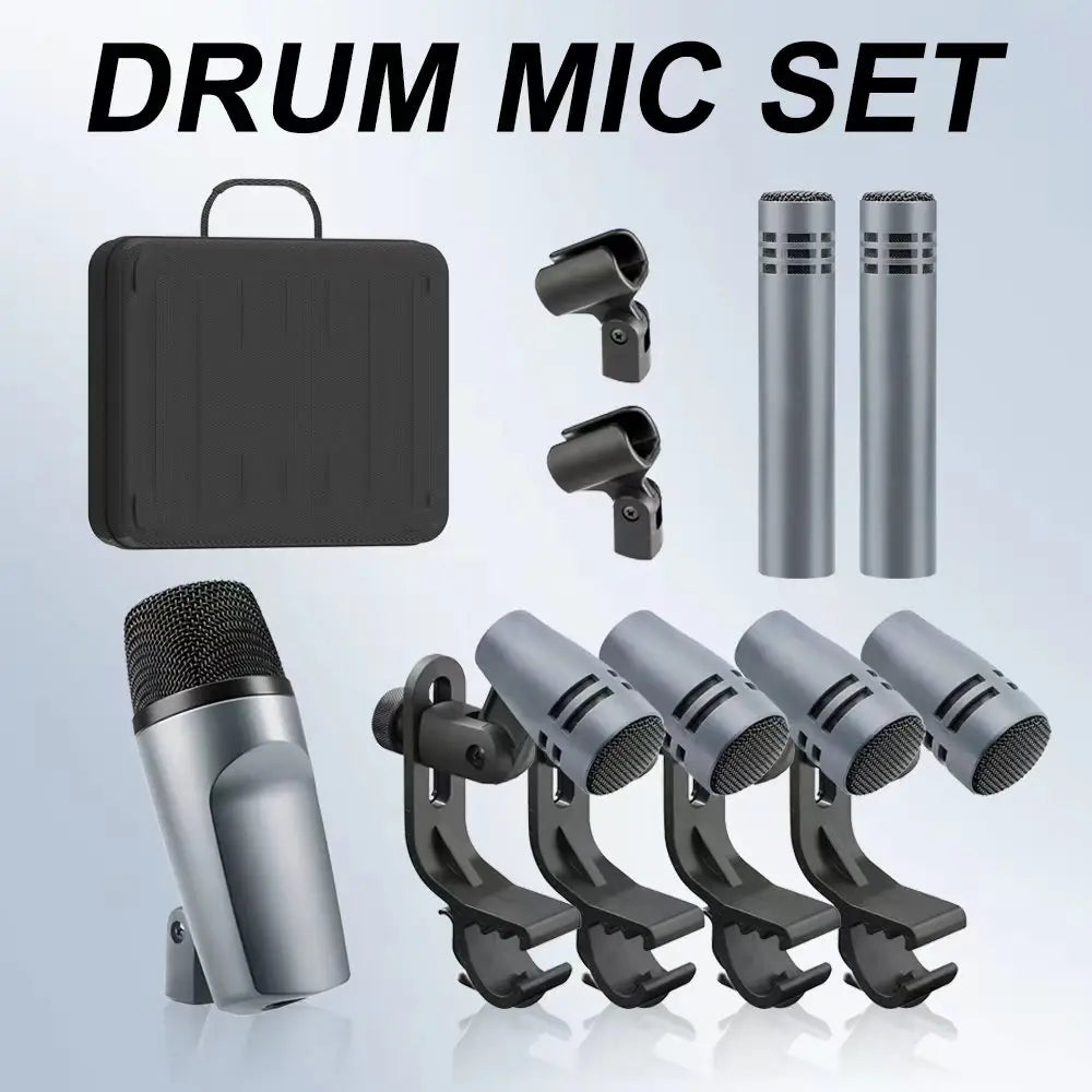 Instrument Microphone E608 7-Piece Wired Drum Mic Kit Dynamic Kick Bass Tom/Snare Cymbals Use For Drums Vocal Band DJ Stage Inst