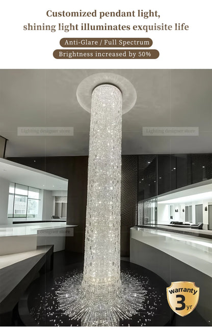 Crystal Spiral Stairs Chandelier Luxury Villa Staircase Chandelier Duplex Loft Hanging Lamp Customized Long Led Pendant Light