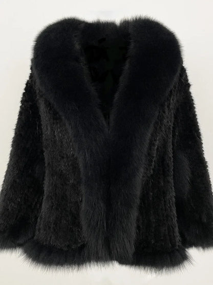 OFTBUY Autumn Winter Shawl Fashion Knitted Genuine Mink Fur Jacket Real Mink Fur Coat Women Cape Scarf Natural Fox Fur Cloak