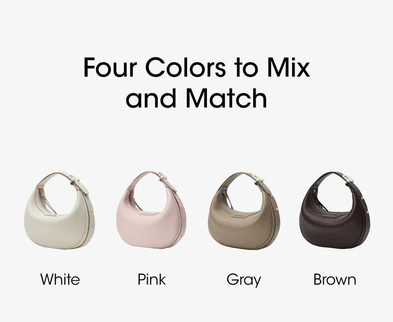 Amazing Song Original Design Half Moon Bag Small Top Grain Leather 2026 New Fashionable Women's Bags