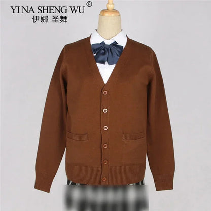 School JK Uniform Sweater Coat Anime Cosplay Costumes Cardigan Outerwear Sweater 16 Colour Long Sleeve Knitting Coat For Girls