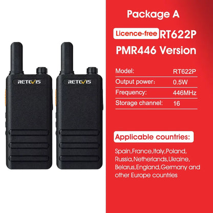 Retevis RT622P (B63) New Version of RT22 15mm Ultra-thin Mini Walkie-talkie PMR446 Profesional 2 Way Radio Type-C VOX for Family