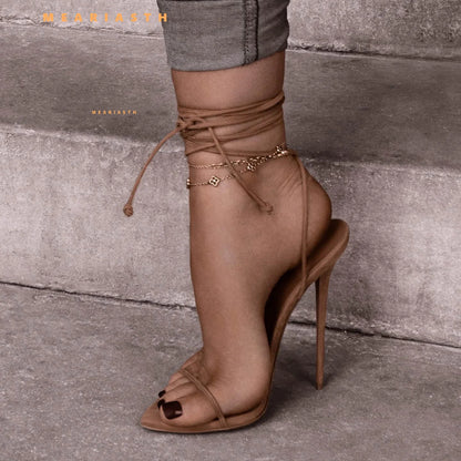 big size 35-44 New 12cm pointed open toe strap slim strap sexy super high heels sandals slim heel versatile sandals for women