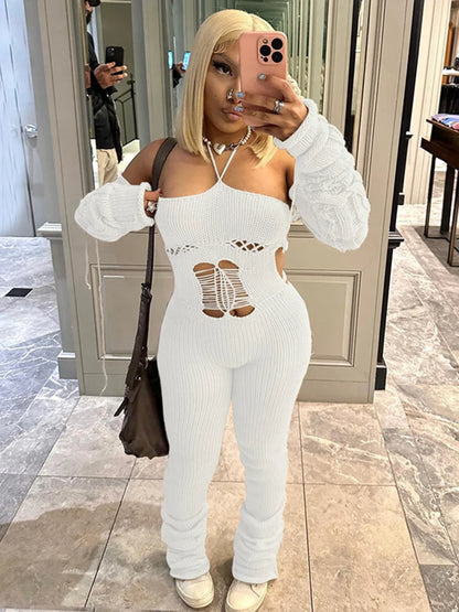 Sisterlinda Fashion Trend Y2K Jumpsuits Women Patchwork Sleeve Bandage Stretch Hipster One Piece Overalls Female Streetwear 2023