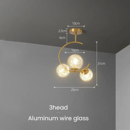 Medieval Bauhaus Gold Glass Ball Bubble Hanging LED Pendant Lights Creative Forged Lamps for Bedroom Home Decoration Chandelier