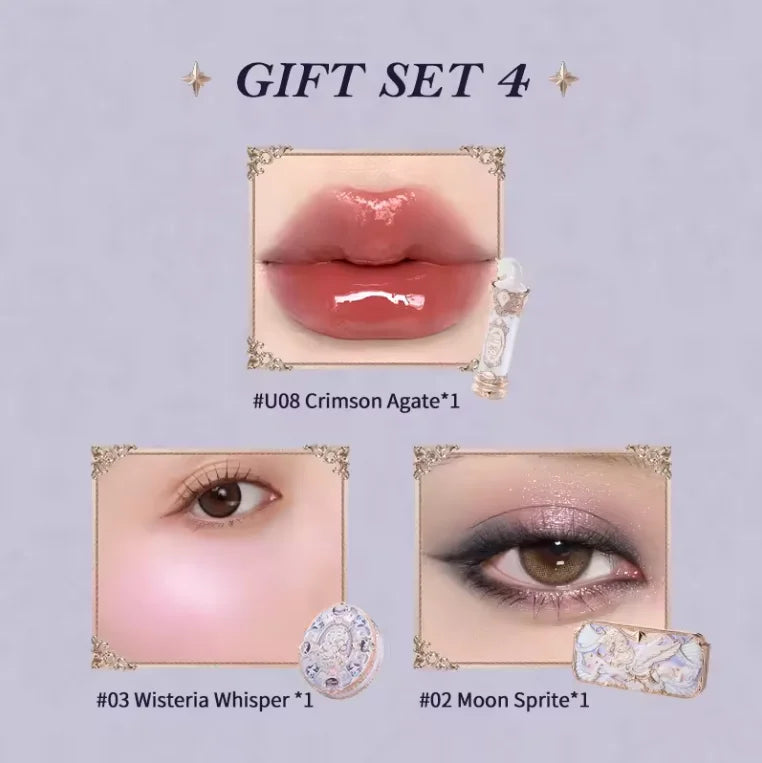 Flowerknows Gift Box Makeup Set Little Angel Full Box Lip Glaze Blusher Shell Jewelry Flower Know Birthday Gift Kit