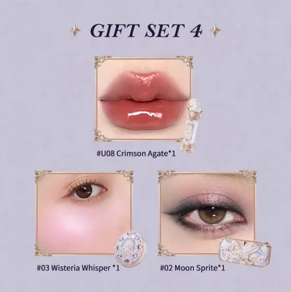 Flowerknows Gift Box Makeup Set Little Angel Full Box Lip Glaze Blusher Shell Jewelry Flower Know Birthday Gift Kit