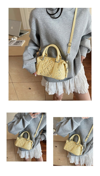 Light Luxury Rhinestone Women Handbags New Exquisite Fashion PU Leather Crossbody Bag Classic High Quality One Shoulder Pack