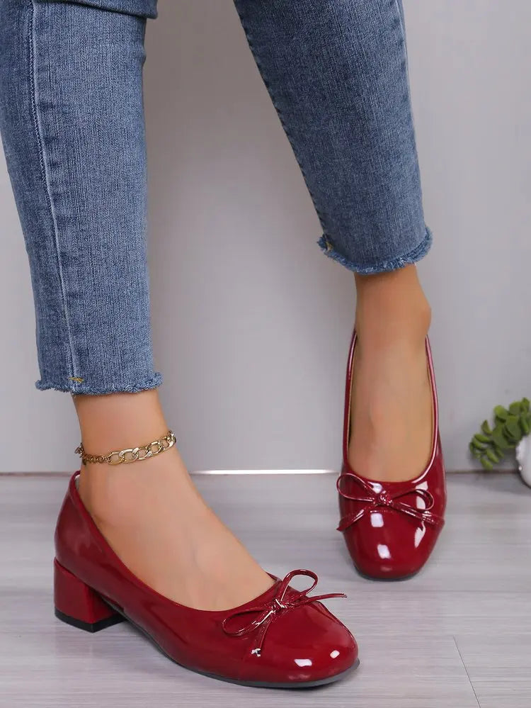 Luxury Woman Mary Jane Shoes Fashion ladies Pumps Round Toe Bow-knot Ballet high heels Platform Office Shoes Zapatos De Mujer