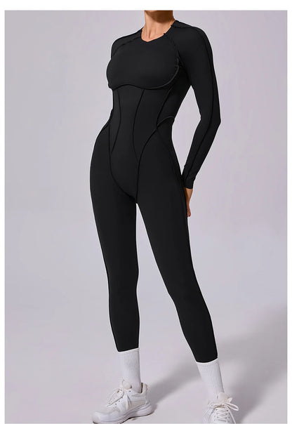Women's Sports Jumpsuit Kit Yoga Fitness Bodysuit Hip-lifting Open Back Tight High Elasticity Outdoors Gym Workout Sexy Clothes