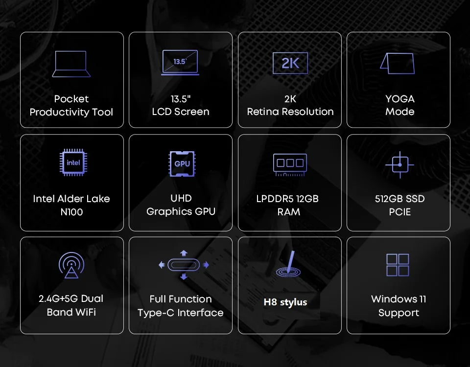 CHUWI FreeBook 2 in 1 Laptop Tablet 13.5" FHD Touch Screen Intel N150 / N100 12GB / 16GB LPDDR5 512G SSD WIFI 6 2256*1504
