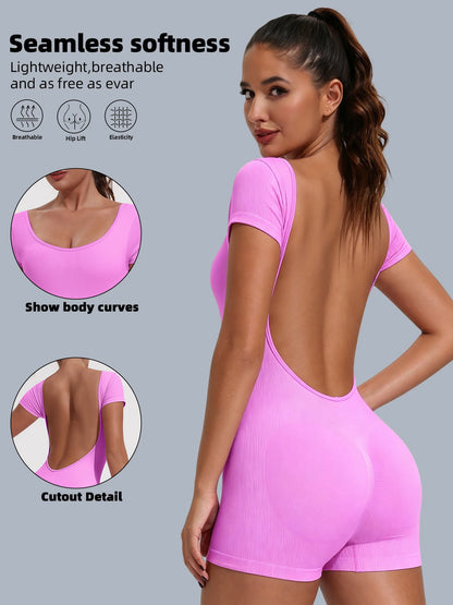 Sporty Jumpsuit Sport Outfit For Woman Sportswear U-Back Sports Overalls Gym Wear Women Bodycon One-piece For Fitness Yoga