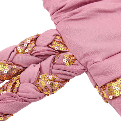 Women Hijabs Turban Hats Sequin Solid Color Braid Twist Caps Cancer Chemotherapy Beanies Cap Headwrap Plated Hair Loss Cover