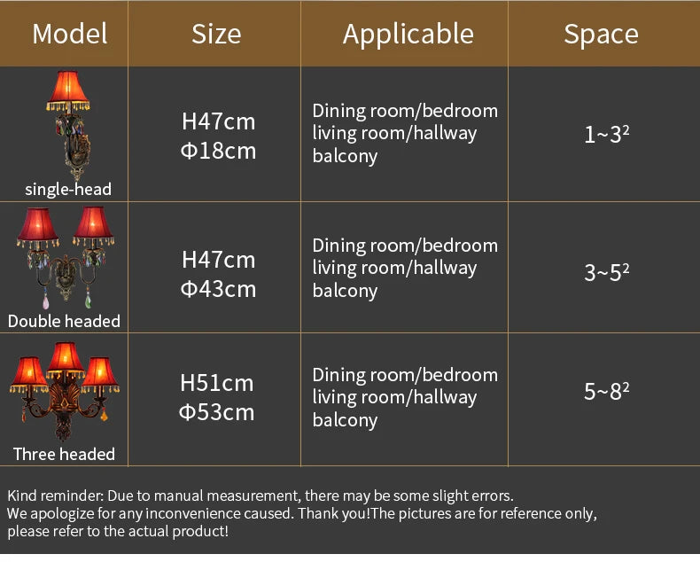 Retro American European Iron Art Red Cloth Crystal Wall Lamp for Hall Restaurant Bedroom Walkway Hotel Bar Decorative Wall Light