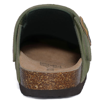Smile New Cow Suede Women's Potato Shoes With Adjustable Strap Cork Insole Mules Outdoor Unisex Clogs Slippers With Arch Support
