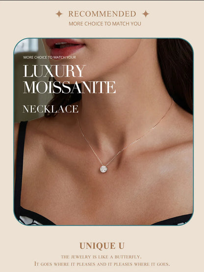 BAMOER 1CT Bezel Moissanite Pendant Necklace D color VVS1 Lab Diamond for Women 925 Sterling Silver Wedding Minimalist Jewelry