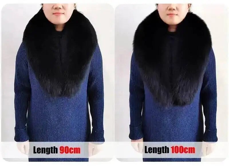 Natural Color Raccoon Fox Real Fur Collar Scarf Genuine Big Size Scarves Warp Shawl Neck Warmer Stole Muffler with Clip Loops #6