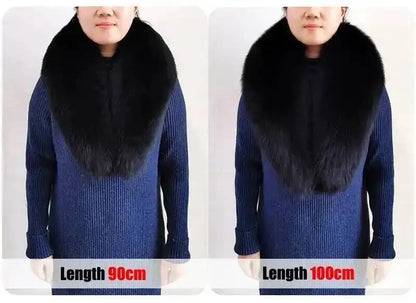 Natural Color Raccoon Fox Real Fur Collar Scarf Genuine Big Size Scarves Warp Shawl Neck Warmer Stole Muffler with Clip Loops #6