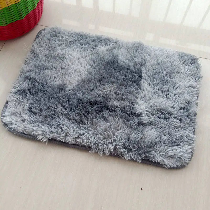 VIKAMA 1PC Silk Wool Rugs Children's Room Living Room Bedroom Tie-Dye Non-Slip Washable Machine Washable Carpet Mats
