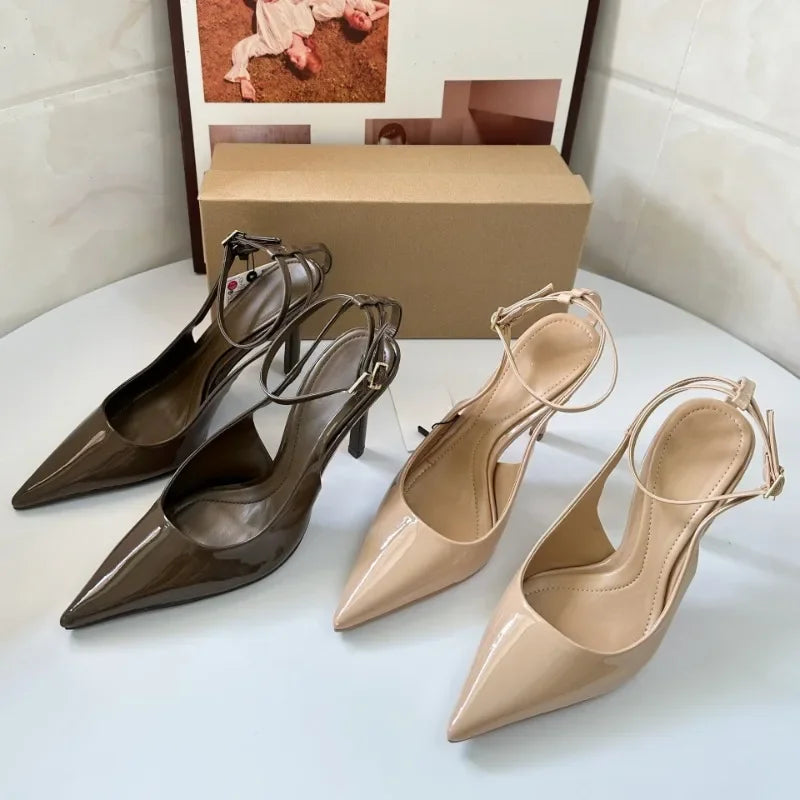 2025 Summer Stiletto Modern Sandals for Women High Heels Sexy Ankle Strap Pointed Toe Luxury Brand Party Wedding Bridal Shoes