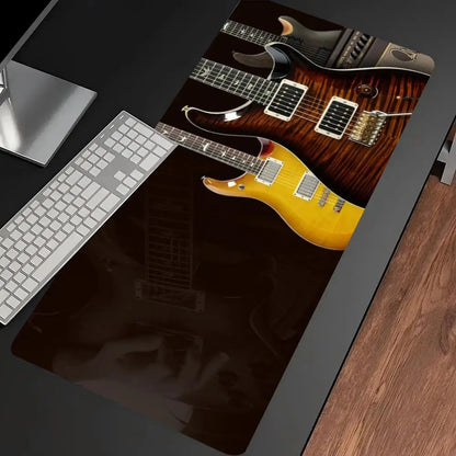 Electric Guitar Extended Gaming Mouse Pad Anti-slip Desk Mat Stitched Edge Aesthetic Decor for PC Gamer Office Setup