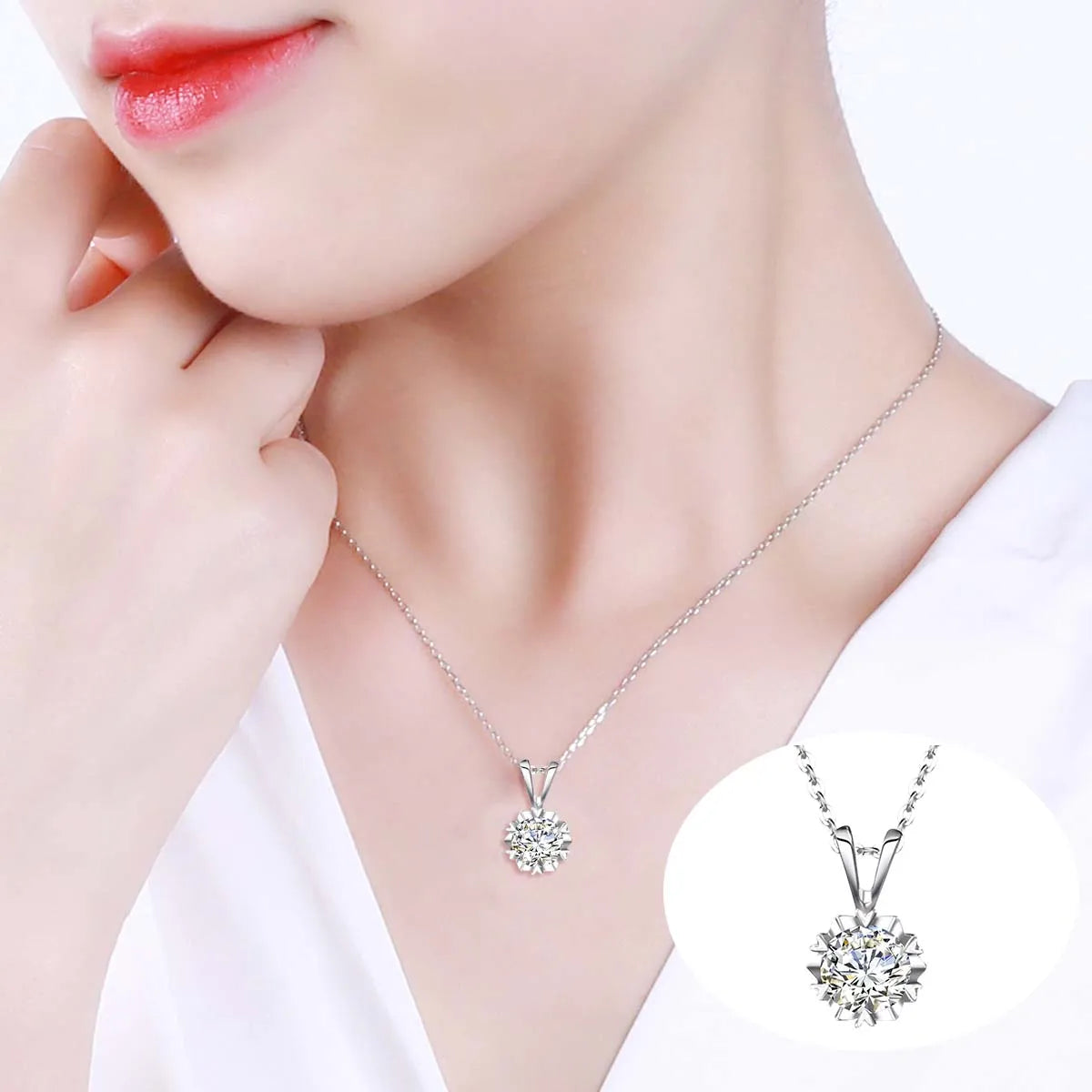 14K Gold Filled GRA Certificate 1-3ct Moissanite Snowflake Pendant 925 Silver Solitaire Necklace For Her Everyday Wear Jewellry