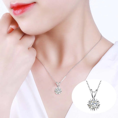 14K Gold Filled GRA Certificate 1-3ct Moissanite Snowflake Pendant 925 Silver Solitaire Necklace For Her Everyday Wear Jewellry