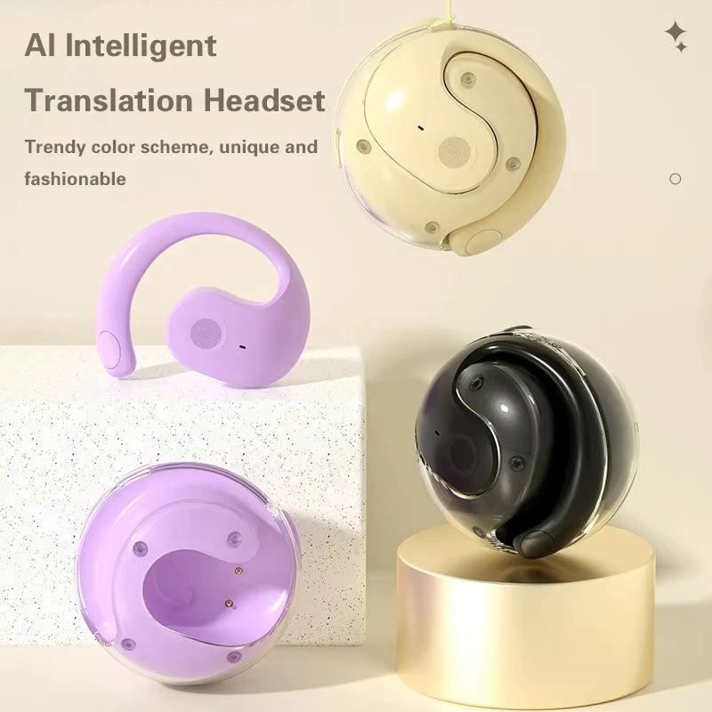 Lenovo AI Earphones Wireless Bluetooth Real-time Language Translation 144 Languages Ear Hanging Headphone Translator For Busine