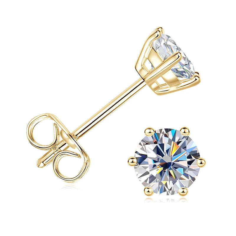 Lnngy 0.5ct-3ct D-Color Moissanite Stud Earring 14k Gold Filled Lab Created Imitation Diamond Earrings For Women Gilrs Jewelry