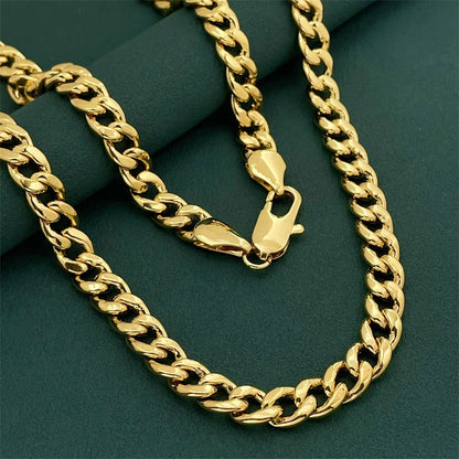 Luxury 925 Sterling Silver Gold Plated 7mm Cuban Necklace, Unisex Engagement Accessories Jewelry 50-60cm