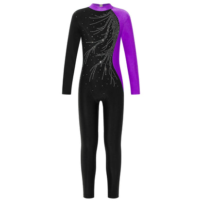 Kids Girls Long Sleeve Gymnastics Leotard Bodysuit Teens Gymnastics Jumpsuit for Girl Children Ballet Dance Costume Dancewear