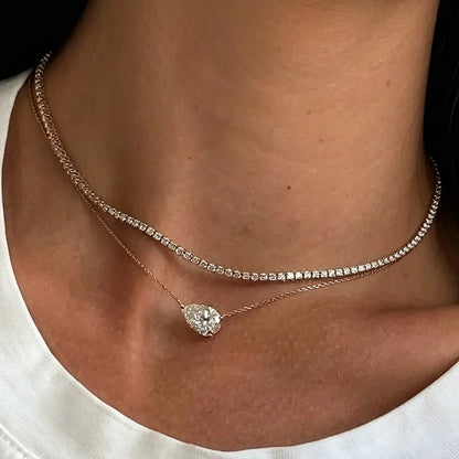 EWYA Pear Cut 1/2CT Solitaire Moissanite Pendant Necklace Woman Man 925 Silver Waterdrop Lab Diamond Gra Certified Neck Chain