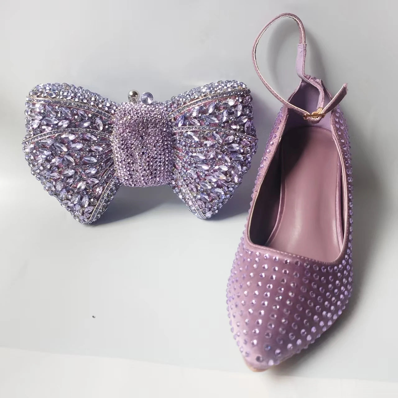 INSIGHTLINK Lady Stones Shoes and Bag Sets for Evening Purses Party Rhinestone Luxury Heels Sandals Set for Party Elegant Pumps