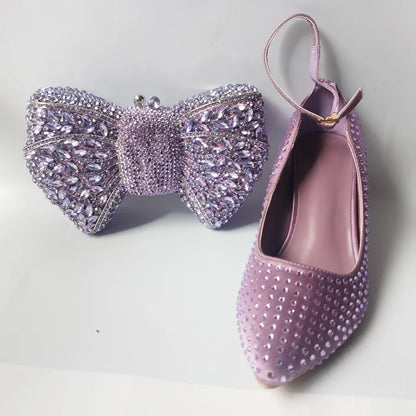 INSIGHTLINK Lady Stones Shoes and Bag Sets for Evening Purses Party Rhinestone Luxury Heels Sandals Set for Party Elegant Pumps