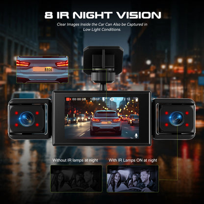 Podofo Dashcam for Cars 4 Channel Black Box WiFi Driving Camera 1080P Car Dash Cam with Four High-Definition Cameras, Including 480P Left Interior, Right Interior, and Rear Cameras  Loop Recording, 360 Degree Protection Car D