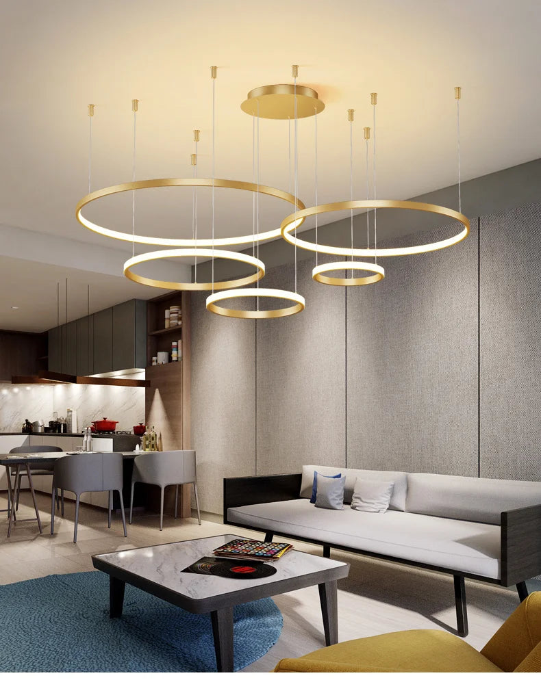 Living Room Ring Pendant Lights Acrylic Led Restaurant Chandelier Modern Minimalist Art Creative Personality Net Red Custom Lamp