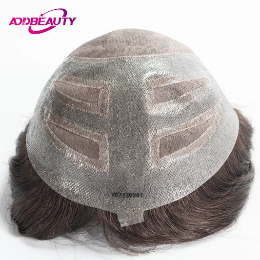 Front Swiss Lace Men's Capillary Prothesis Lace PU Man Toupee Human Hair Wigs Natural Hairline Indian Human Hair Wigs Natural
