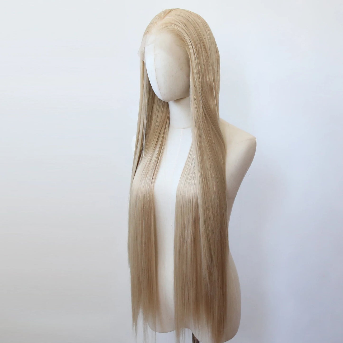 Flaxen Brown Synthetic Lace Front Wig 40inch Long Straight Flax Golden Lace Front Synthetic Wig Pre Plucked Natural Hairline