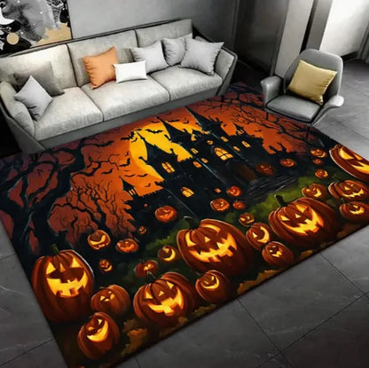 A Halloween Purple Skull Carpet Full of Festive Soft Flannel Floor Mat Living Rooms Bedrooms and Pumpkin Decorative Carpets
