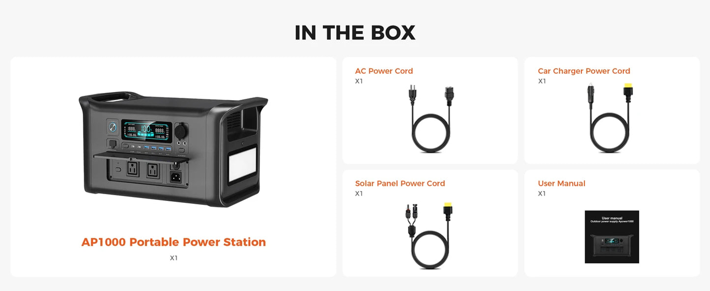 CTOLITY AP200 AP1000 Black style 200W/1800W Portable Power Station 192Wh/1024Wh 60000mAh/320000mAh LiFePO4 Battery Solar Generator UPS Function Emergency Power Supply for Camping Outdoor