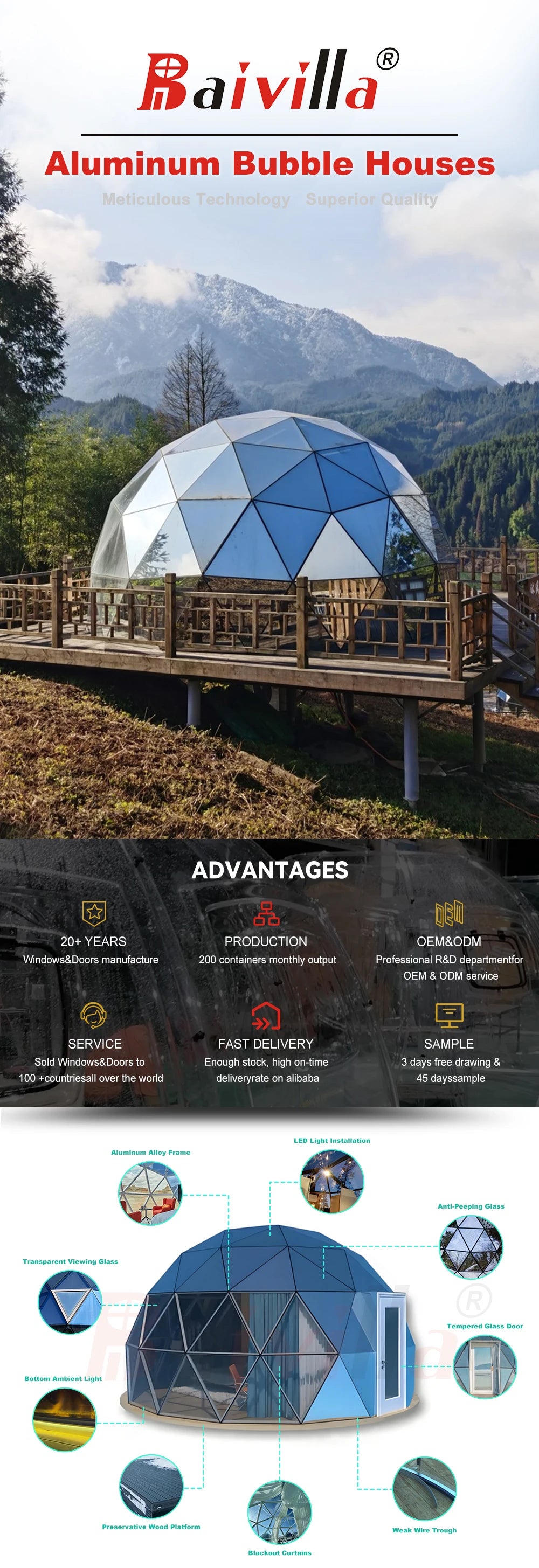Customizable 4-season outdoor camping transparent bubble house star view geography dome glass tent hotel spherical glass room