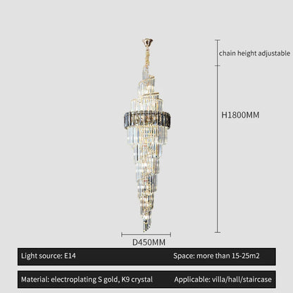Light Luxury Large Chandelier Spiral Staircase Chandelier Luxurious And Atmospheric Duplex Villa Hotel Lobby Chandelier
