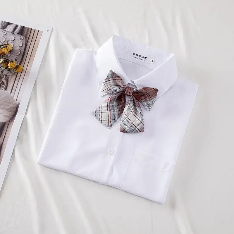 New Hot 2025 XS-3XL Women's Summer V Neck Long Sleeve Slim Casual White Shirt Tops Blouses For JK School Uniform Student Clothes