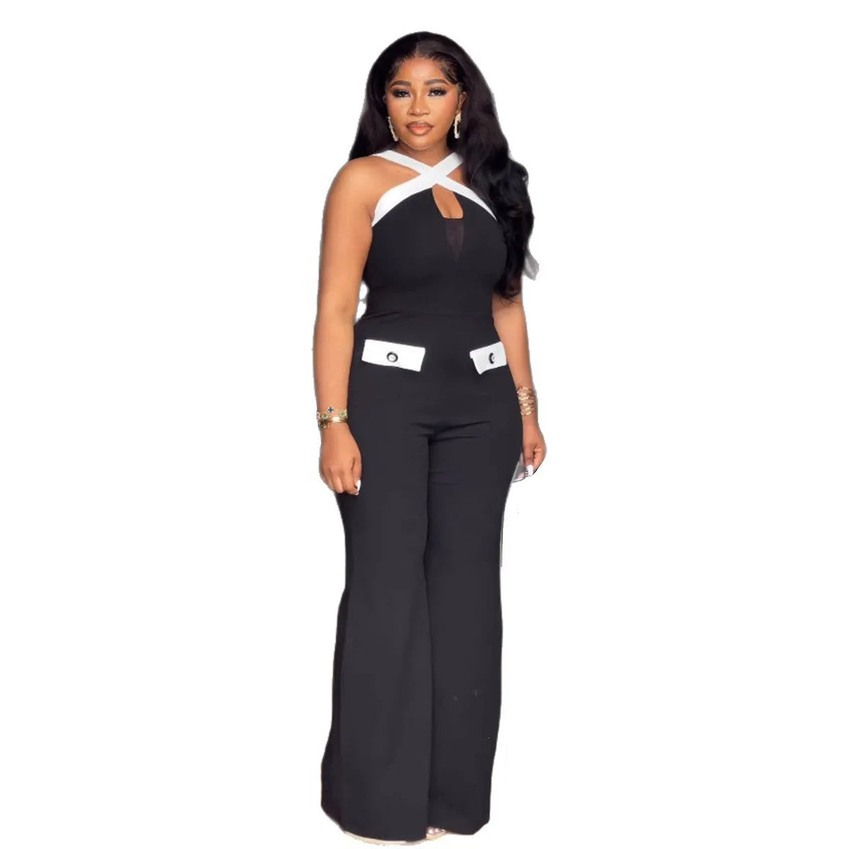 GLCMYAYA 2025 Fashion Street Jumpsuits Women Sleeveless Crop Wide Leg One Piece Hollow Out Overall Sexy Rompers Outfits