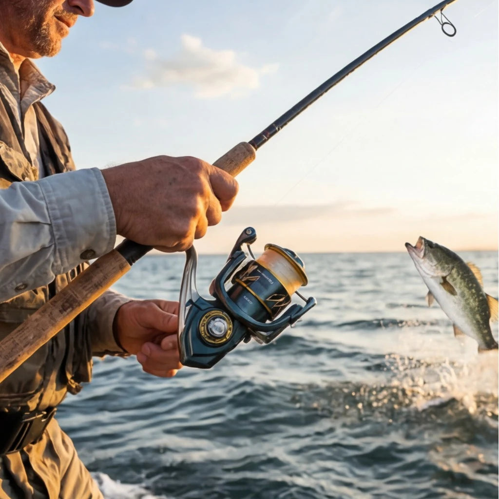 Spinning Fishing Reel 33LBs Max Drag 5.2:1 Gear Ratio Water Resistant Design for Bass Trout Salmon Freshwater Angling Pesca